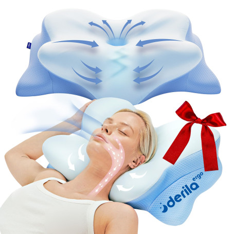 Derila Ergo Oreiller Ergonomique Cervical Mémoire de Forme, Technologie Rafraîchissante, Support Optimal pour Dormeurs de Côté, 