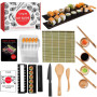 lisigoo Kit sushi maki complet - Sushi maker - Appareil pour fabrication sushi - Coffret avec natte en bambou, couteau japonais,