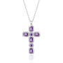Linawe Collier à chaîne croisée pour femmes, pendentif en forme de diamant simulé, pierre de naissance et cristal, bijoux tendan