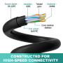 Mygatti Câble Ethernet CAT 6 - 20 m - Noir - Pour l'extérieur et l'intérieur - Étanche - Pose directe - Câble réseau Gigabit - U