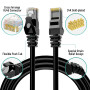 Mygatti Câble Ethernet CAT 6 - 20 m - Noir - Pour l'extérieur et l'intérieur - Étanche - Pose directe - Câble réseau Gigabit - U