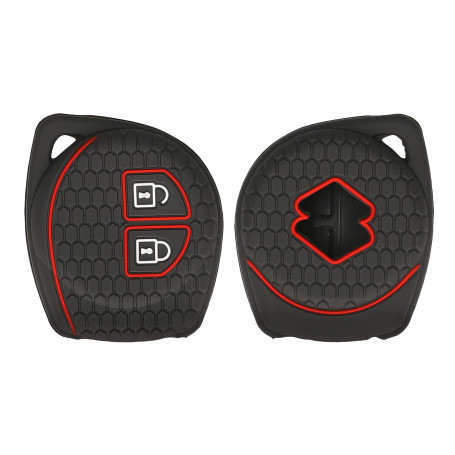 kwmobile Accessoire clé de Voiture Compatible avec Suzuki 2-Bouton - Coque en Silicone Souple pour Clef de Voiture Noir Mat-Roug