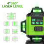 ponoseu Niveau Laser 4 x 360°, Niveau Laser Chantier Autonivelant 4D 16 Lignes avec 2 x Batterie, Nivellement Automatique, Suppo