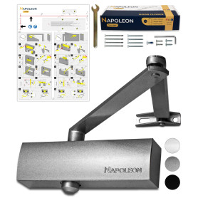 NAPOLEON N-1000 Ferme-Porte Automatique Robuste - Normes EN 1154/EN1634 - Commercial & Résidentiel - Porte de 20Kg à 60Kg Taille