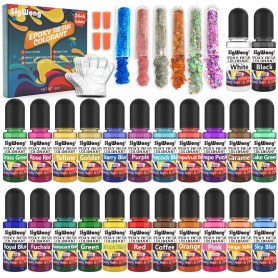 Colorant Resine Epoxy AB- 24 couleurs - Peinture époxy liquide hautement concentrée pour la fabrication de bijoux - pour la pein