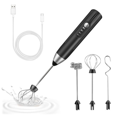 mousseur à lait électrique USB rechargeable 3 fouets electrique 3 vitesse réglable mousseur lait, petit mixeur, milk frother mel