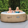 Intex Pure Spa Sahara 4 Places, Spa Gonflable Rond avec 120 Diffuseurs à Bulles, FiberTech, 795 Litres, LED Ambiance à Piles