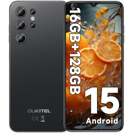 OUKITEL C1 Smartphone Pas Cher Android 15, 16(4+12)Go +128Go(TF 1TB) Telephone Portable Pas Cher, 6.52" HD+ Écran, 5150mAh Telep
