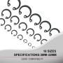 CCLIFE 300pcs C-clips Anneau de Retenue, 18 tailles, Ø 3-32mm, Anneaux Circlips Anneaux pour atelier et les bricoleurs