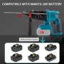 Professional 18V System Perforateur Sans-fil, Marteau Perforateur sans Fil avec 10 Forets et Poignée Antichoc pour Béton, Métal,