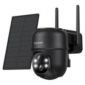 Cinnado Camera Surveillance WiFi Exterieure sans Fil - 2K Camera Exterieur sans Fil avec Panneau Solaire, 360° PTZ, Alerte Insta