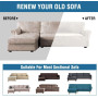 ShowyLive Lot de 2 Housses de Canapé Housse de Canape 3 Places avec Accoudoirs et 2 Housses de Coussin, pour Canapé en Forme de 