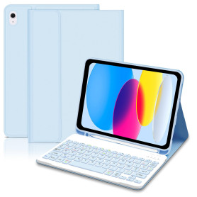 Lielax Coque Clavier pour iPad A16 11ème Génération 11 Pouces 2025/10ème Génération 10.9 Pouces 2022, AZERTY Layout Clavier Étui