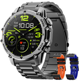 Montre Connectée Homme 1,52"HD Écran Smartwatch, 500 mAh Batterie et 120+ Modes Sportifs, Montre Connectée Militaire avec Fréque