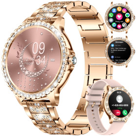 LIGE Montre Connectée Femme Bluetooth Appels pour Android iOS Sport Fitness Activity Tracker Montre Femme Connectée 1,32" HD Fré