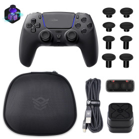 HEXGAMING Manette pour ps5 avec 4 Palette / 8 Joysticks Hall Effect/Câble de Charge/Étui Sac de Transport/Support de Chargeur Ma