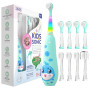 Seago recharge brosse a dent electrique enfant, brosse a dent bebe avec lumière LED 8 têtes, 60 jours d'utilisation, minuteur et