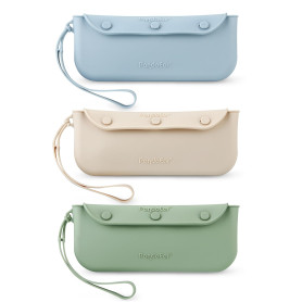 PandaEar Lot De 3 Sacs Porte-Couverts Bébé En Silicone, Boîte De Rangement Réutilisable Et Portable Pour Cuillère, Fourchette, B
