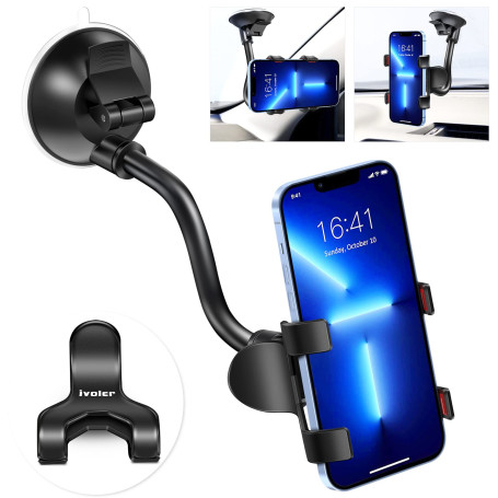 ivoler 360°Support de Téléphone Support Voiture Universal Ventouse Long Bras Support Pare-Brise Holder Smartphone pour Telephone