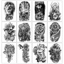 Yazhiji 36 feuilles de tatouages temporaires autocollants, 12 feuilles de faux corps bras poitrine épaule tatouages pour hommes 