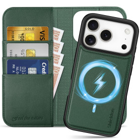 Shieldon Etui 2 en 1 Cuir Véritable pour iPhone 17 Pro 6,3 Pouces 5G 2025, Coque Amovible Cuir Portefeuille Housse Folio [Anti-C
