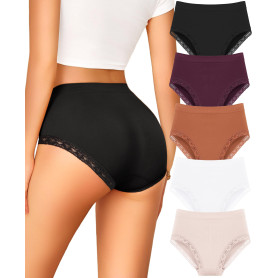 Sth Big Culotte Femme Haute Taille Slip Respirant Doux et Confortable sans Coutures Hipster Brésilien Dentelle sous-vêtements Mu