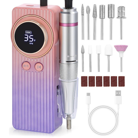 Ponceuse pour Ongles,35000Rpm Lime a Ongle Electrique, Ponceuse Manucure, Ponceuse Ongle Semi Permanent, Ponceuse Ongle Portable