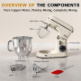 Robot Patissier 1300w Zurio 5.5L Batteurs Et Robots Portable à 10 Vitesses Avec Fonction De Fermentation Silencieuse, Avec Acces