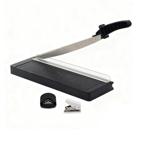 Massicot Guillotine A4 Professionnel, Decoupe Papier, Coupe Papier avec Arrondisseur D'angles Perforatrice, Coupe jusqu'à 8 Feui