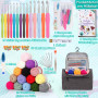 Coopay Kit Crochet Débutant Complet Portable, 15 Pelotes de Laine, Accessoires de Crochet Trioct, 73 Kits de Crochet Ergonomique