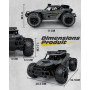 Tecnock Voiture Télécommandée 2,4GHz 1/16 RC Tout-Terrain - Jouet électrique avec 2 Piles, 60 Min de Lecture et Phare LED - Cade