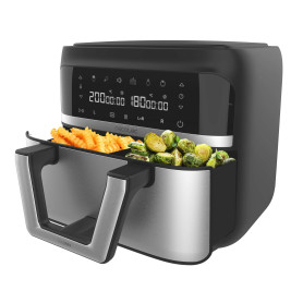 Cecotec Friteuse à Air sans Huile - 9L Séparable en 2 - Air Fryer Cecofry Dual 9000, 2850W, Diététique et Digitale, Panneau Tact