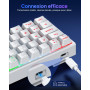 TECURS Clavier Mecanique Gaming AZERTY, Clavier Gamer de Jeu Filaire, 60% Clavier Mini LED Rétroéclairé, Anti-Ghosting, Switchs 
