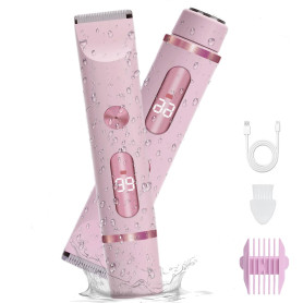 XkuiHF 2 in 1 Rasoir Electrique Femme, Tondeuse Femme Intime, IPX7 Étanche Rasoir Femme, utilisation humide et sèche pour le vis