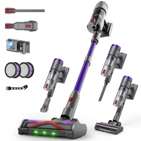 Circlio Aspirateur Balai sans Fil 600W/58000Pa/75min, Aspirateur sans Fil Puissant avec Écran LED Intelligent, Brosse Anti-emmêl
