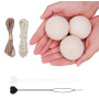 HXJDAM Lot de 8 grosses perles en bois de 50 mm avec trou - Avec perforateur de fil - Perles rondes en bois naturel non traité p