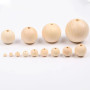 HXJDAM Lot de 8 grosses perles en bois de 50 mm avec trou - Avec perforateur de fil - Perles rondes en bois naturel non traité p