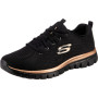 Skechers Femme Graceful Get Connected Baskets, Black Mesh Rose Gold Trim, 39 EU