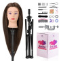 Neverland Tete a Coiffer Professionnelle Vrai 60% Cheveux avec Trépied, 71cm Tête à Coiffer Mannequin Cosmétologie pour Pratique