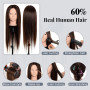 Tête d'entraînement avec 60% de vrais Cheveux Humains,28 Pouces Maquillage Cosmétologie Mannequin Tête avec Cheveux,Tressage Coi