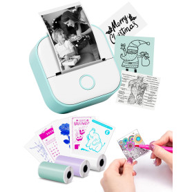 Memoking Mini Imprimante Thermique Portable - T02 Machine à Autocollants Mini Printer sans Encre Poche Imprimante Bluetooth de p