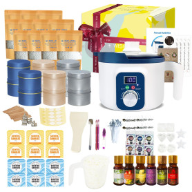 Kit de Fabrication Bougie Parfumée pour Adultes avec Fondoir Cire Bougie Electrique, Cire de Soja, 12 Pots, 8 Photophores, 6 Par