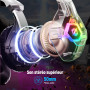 Ozeino Casque Gaming pour Ps5 PC Ps4, Casque Gamer pour Micro RGB 7 Couleurs Transducteurs 50mm Stéréo Basse Micro Anti-Bruit Ré