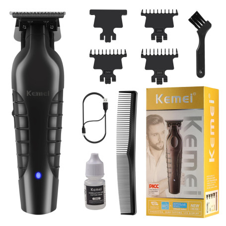 Kemei 2299 Tondeuse à Cheveux/Barbe Professionnelle pour Hommes, Tondeuse à Zéro Écart avec Lame en T, Sans Fil et Rechargeable