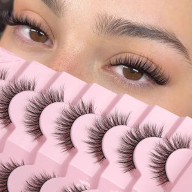 Onlyall Cils Faux Naturels Éffilochés Bandes de Cils Minces et Moelleuses Effet Naturel 7 Paires D-K06