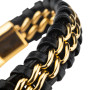 SERASAR Bracelet Cuir Homme [Steel] – Noir/argent/or, avec Fermoir Magnétique en Acier Inoxydable, Bracelet Ajustable Homme et A