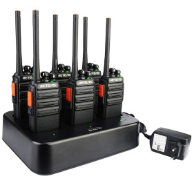 Retevis RT24 Talkie Walkie, Rechargeable Talkies-Walkies avec Chargeur à Six Voie, PMR446 sans Licence 16 Canaux CTCSS/DCS, Talk