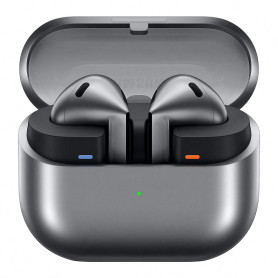 Samsung Galaxy Buds3 Écouteurs sans fil Bluetooth ANC et réduction adaptative du bruit, audio 360°, argenté et étui transparent