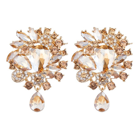 SUPERFINDINGS 2 broche Élégante en Cristal avec Strass et Fleurs Idéale pour un Mariage une Grandes Broche Vintage en Diamant Do