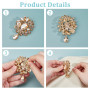 SUPERFINDINGS 2 broche Élégante en Cristal avec Strass et Fleurs Idéale pour un Mariage une Grandes Broche Vintage en Diamant Do